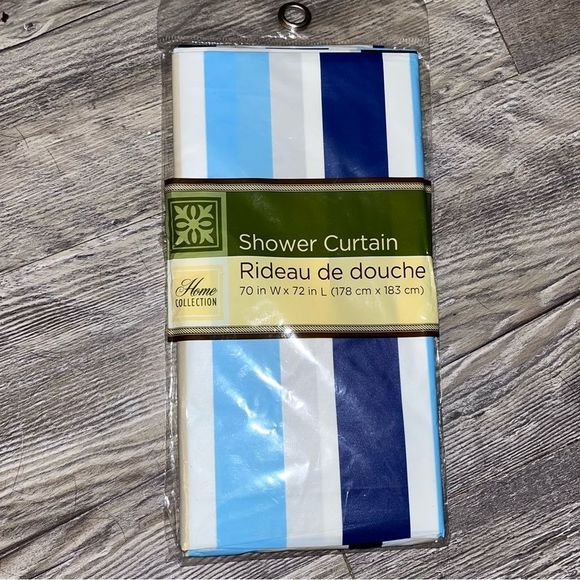 NEW NIP BLUE STRPED SHOWER CURTAIN - Picture 1 of 3